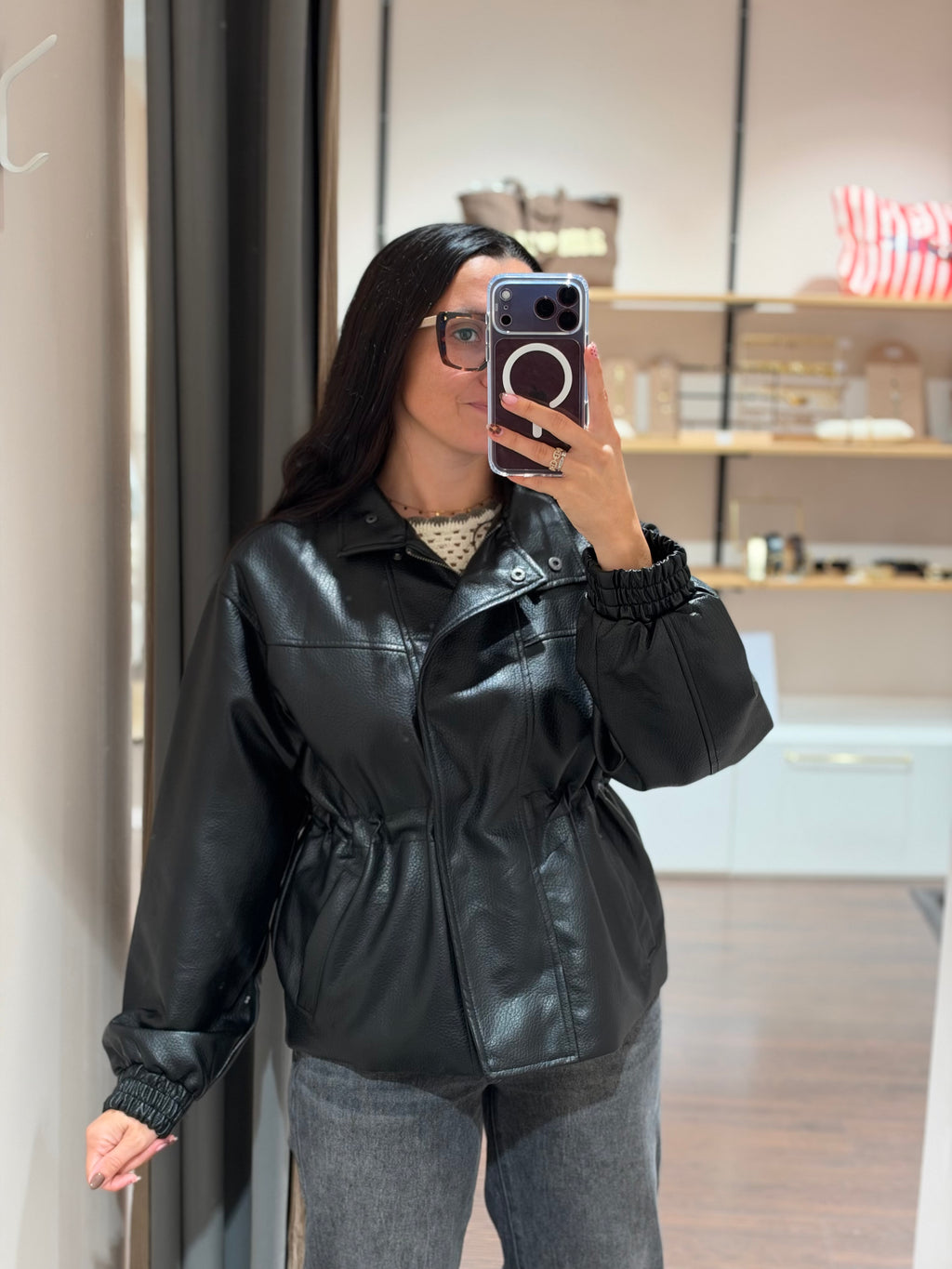 Veste similicuir noire
