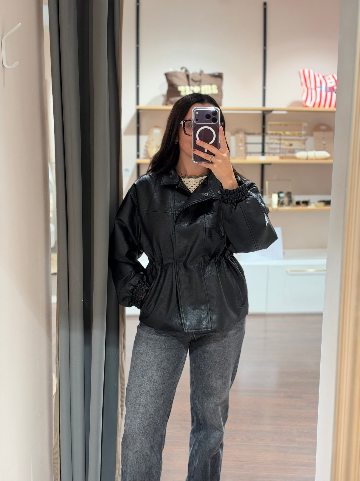 Veste similicuir noire