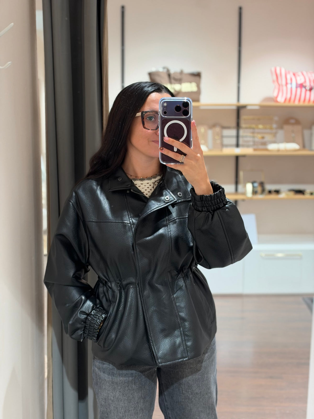 Veste similicuir noire