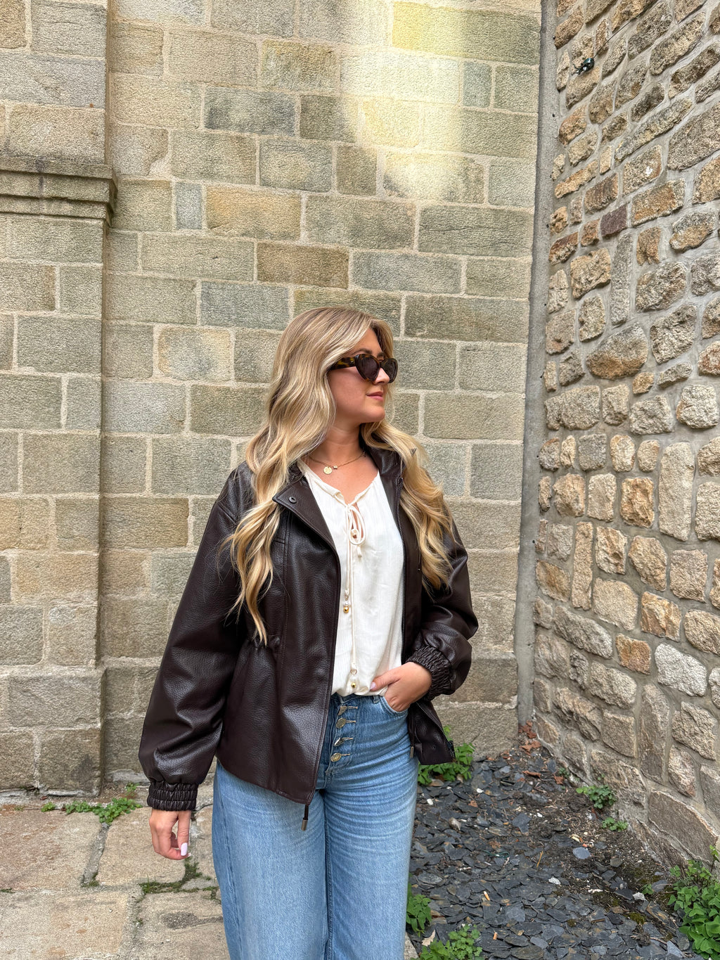 Veste similicuir marron