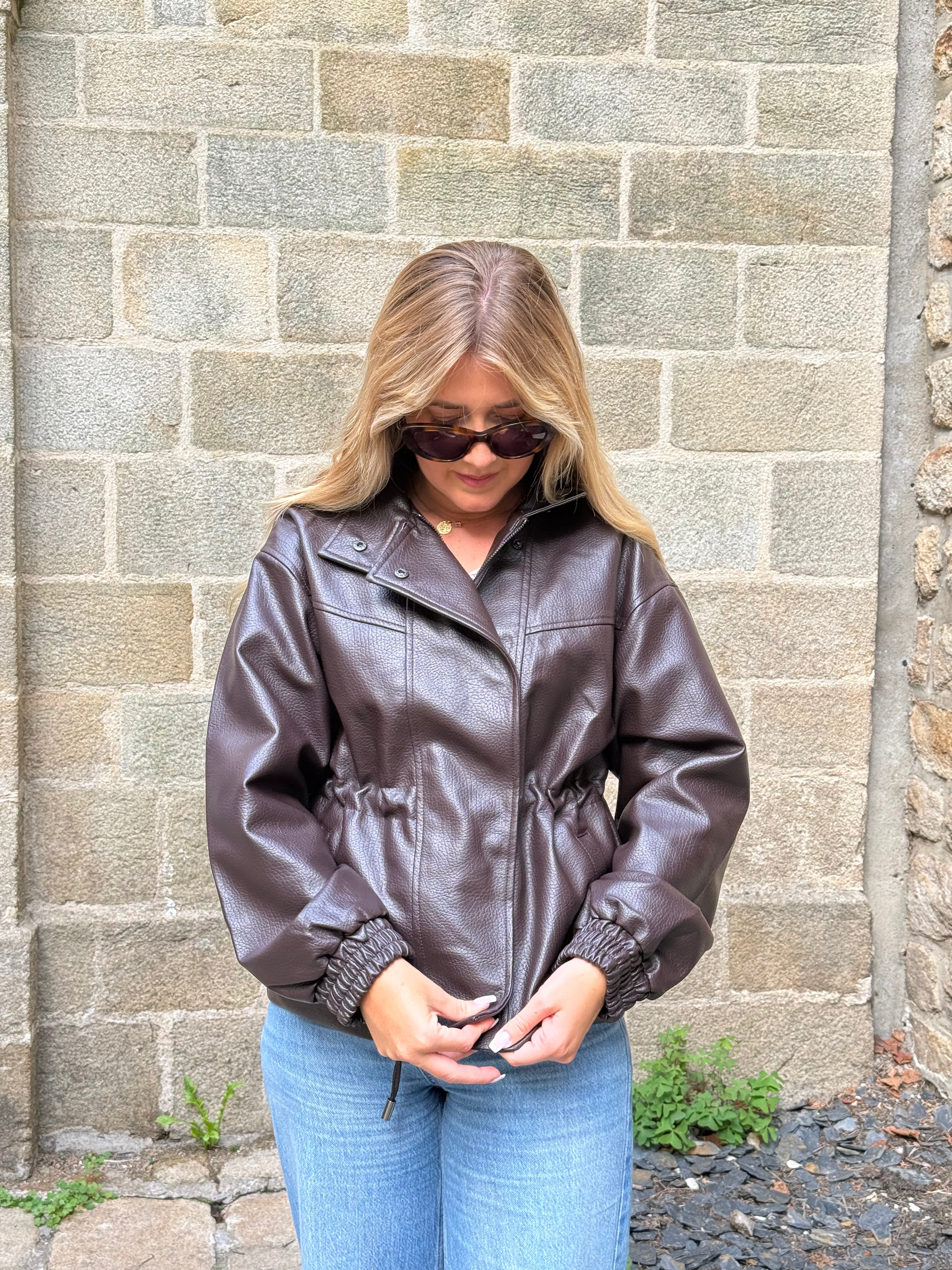 Veste similicuir marron