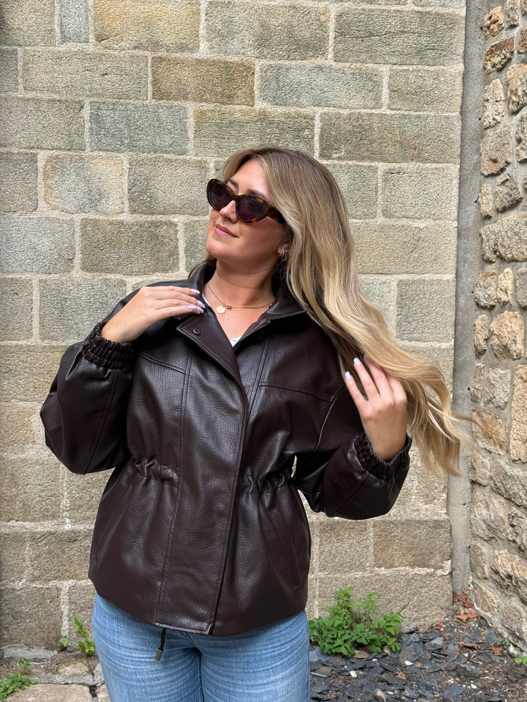 Veste similicuir marron