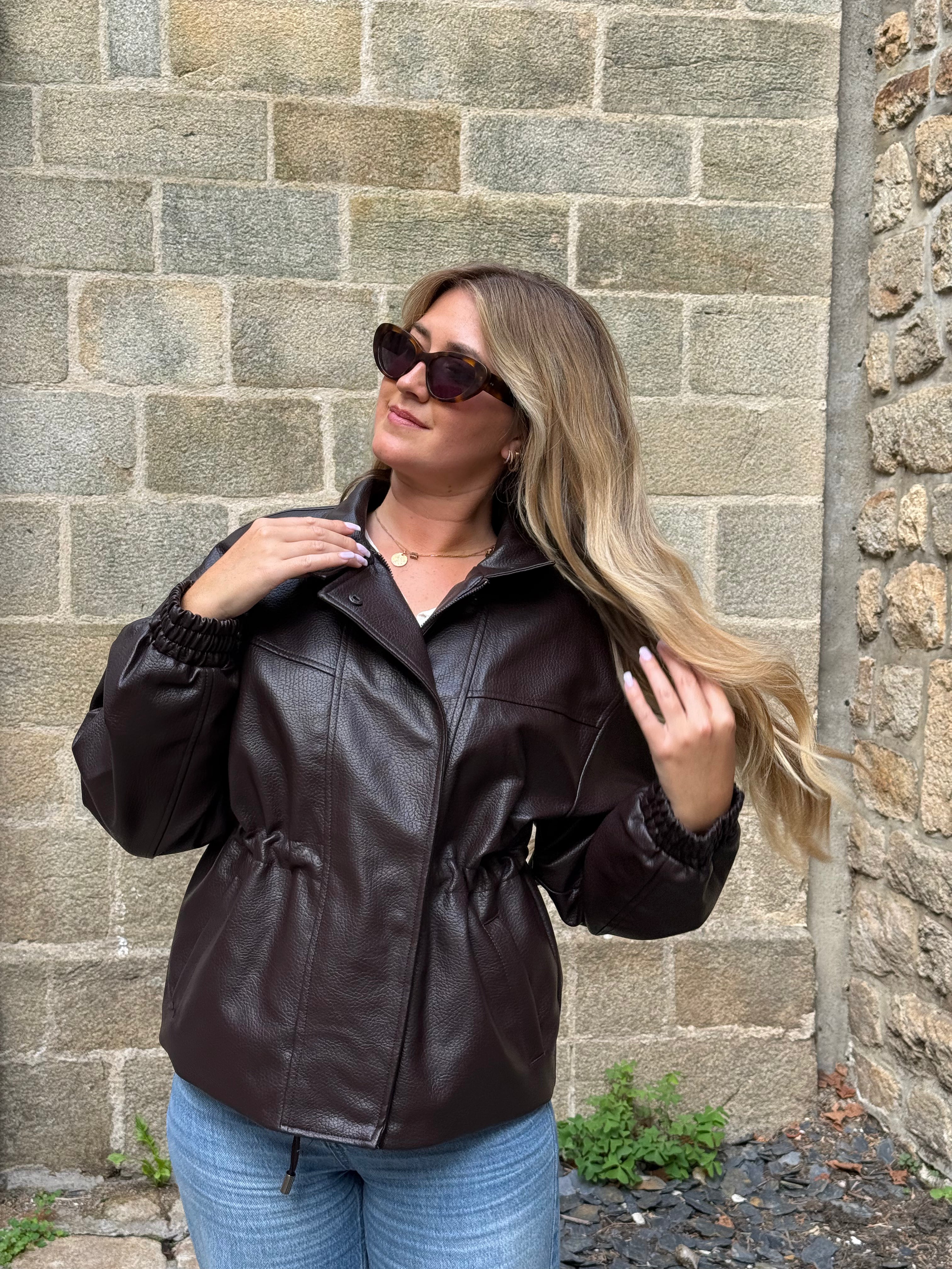 Veste similicuir marron