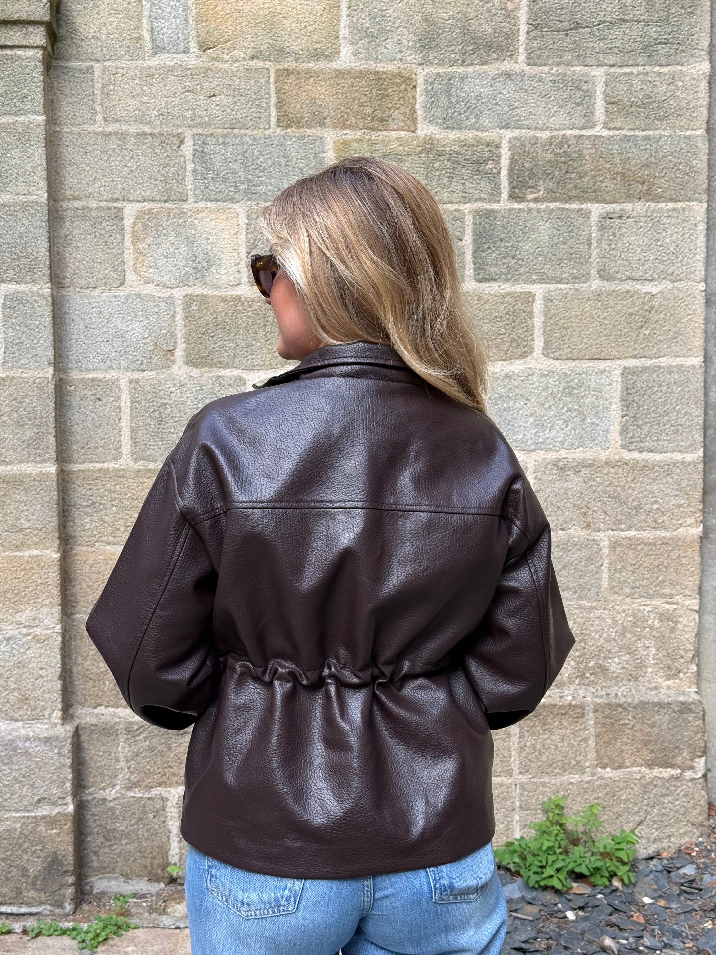 Veste similicuir marron