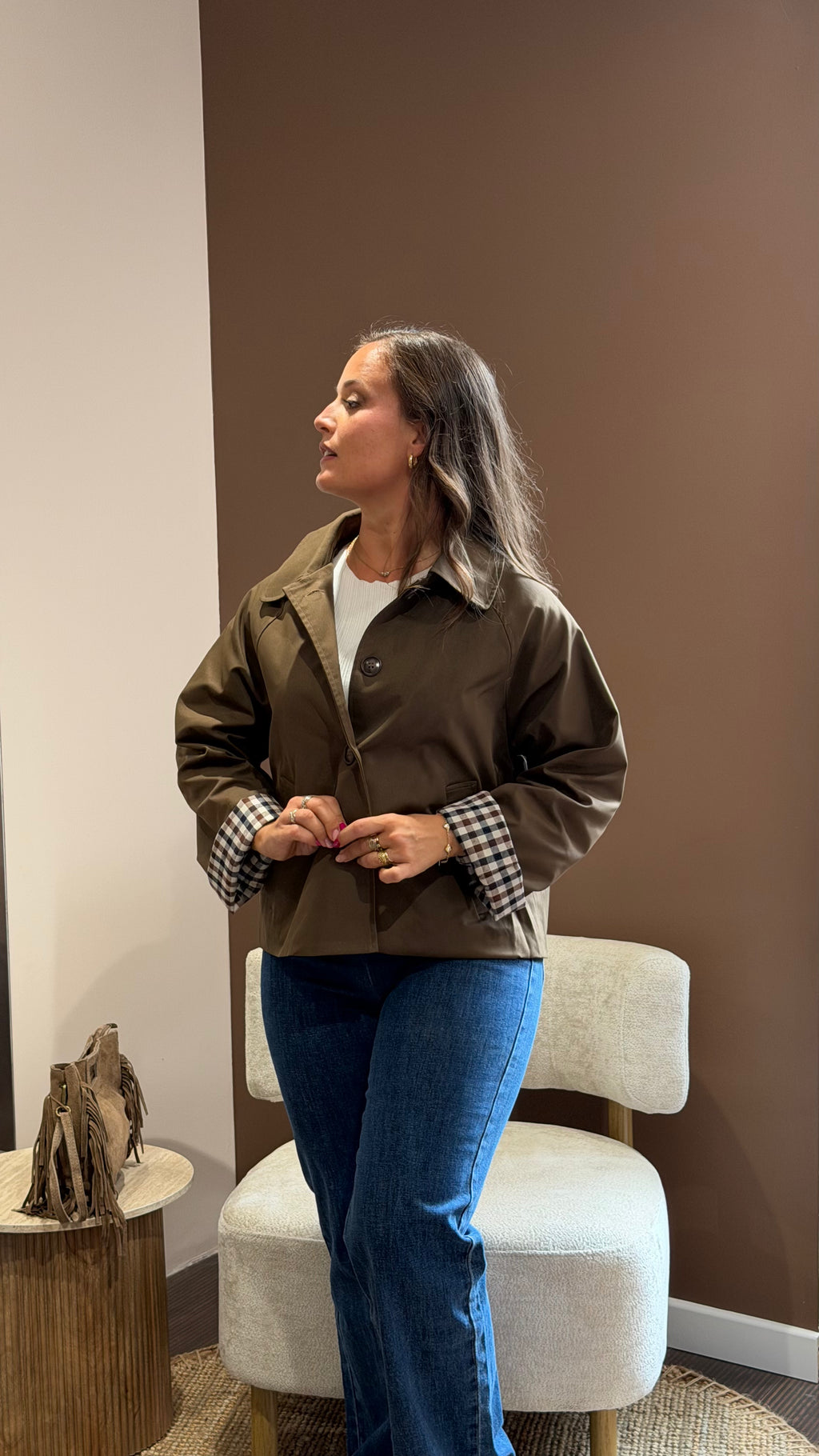 Trench marron à carreaux - PRECOMMANDE