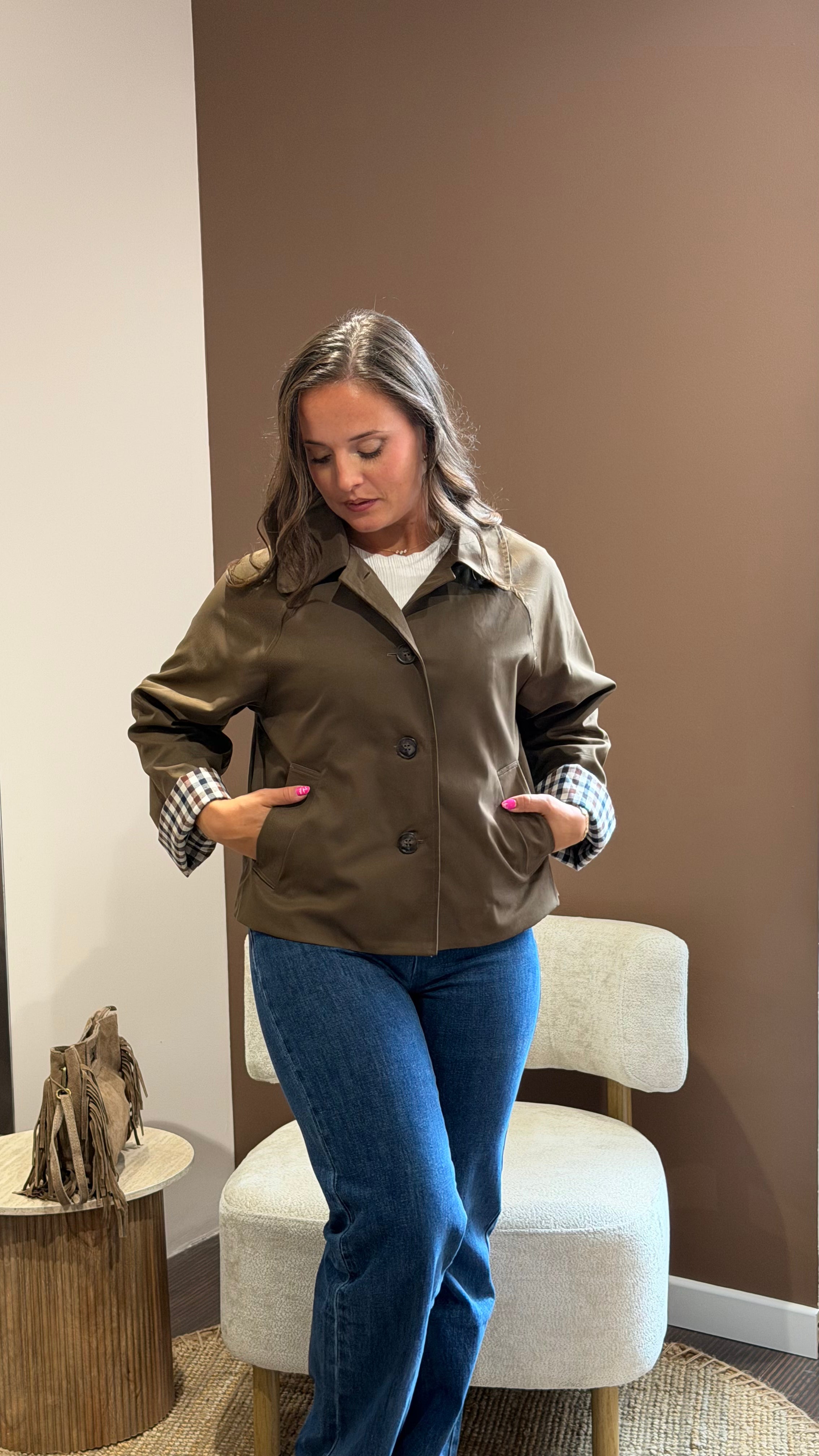 Trench marron à carreaux - PRECOMMANDE